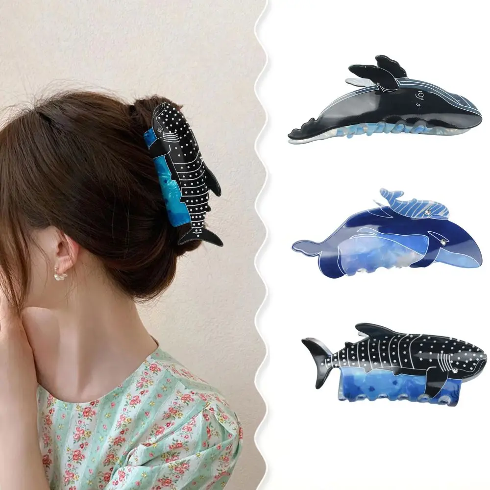 

Large Size Whale Hair Claw Cartoon Lightweight Acetate Hair Clips Non Slip Ocean Series Dolphin Claw Clips Hair Accessories