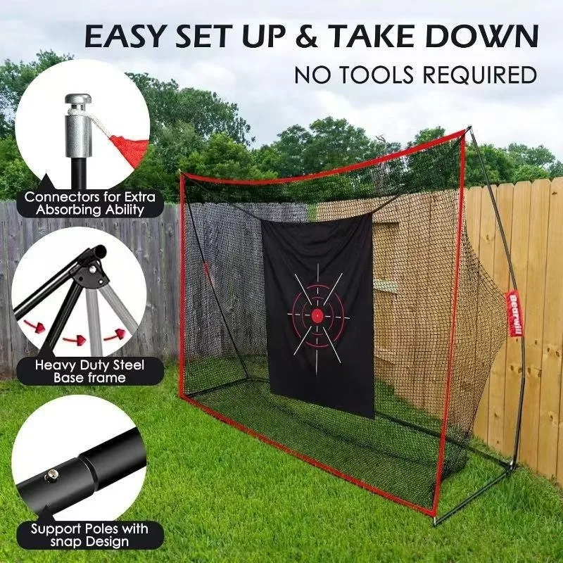 Portable Golf Swing Practice Net Easy Assembly Indoor Hitting Cage Home Training Equipment