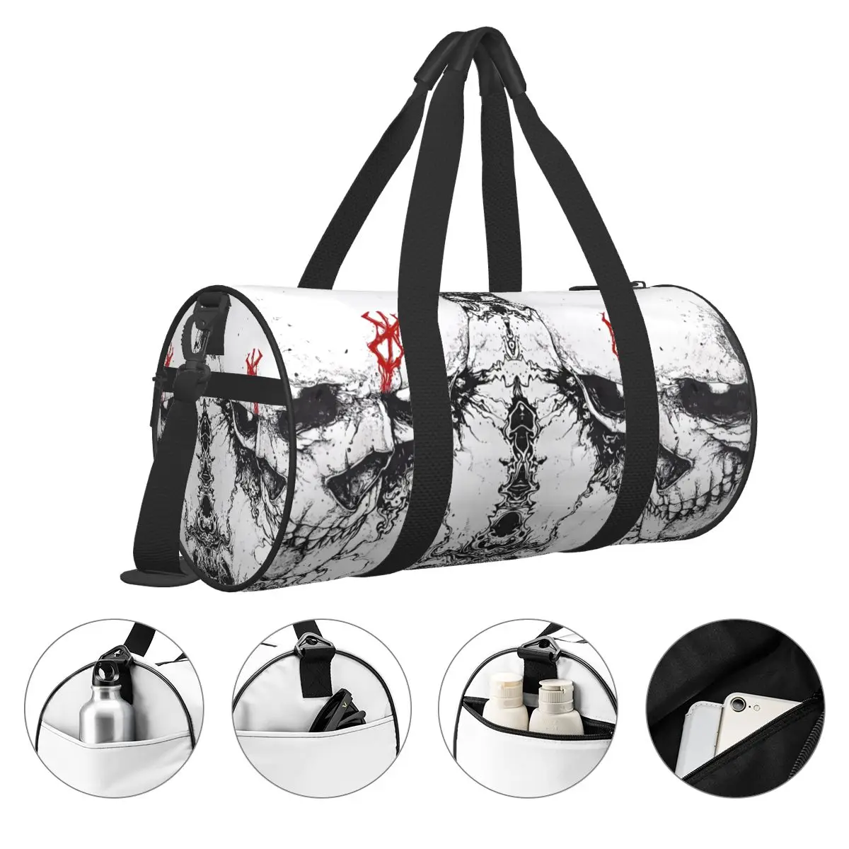 Saco de ginástica de grande capacidade para homens, anime japonês, Bereserk Impresso Sports Bag, Skull Street, Bolsa personalizada ao ar livre, Fun