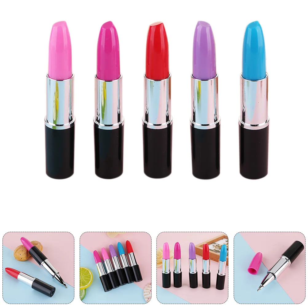 

15pcs Lipstick Shape Ball- -Drying Ink Smear Resistant Plastic School Students Pen Creative Sign Pen
