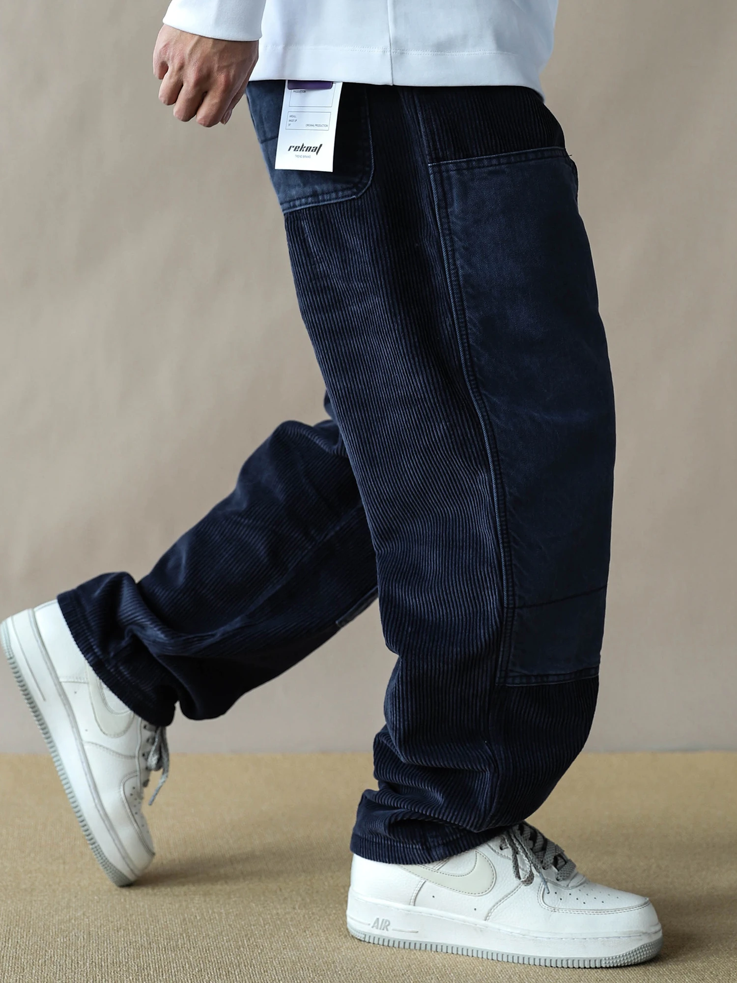 

Ретро-японские свободные мужские повседневные вельветовые брюки прямого кроя синего цвета, длинные брюки с эффектом похудения, весенняя новинка