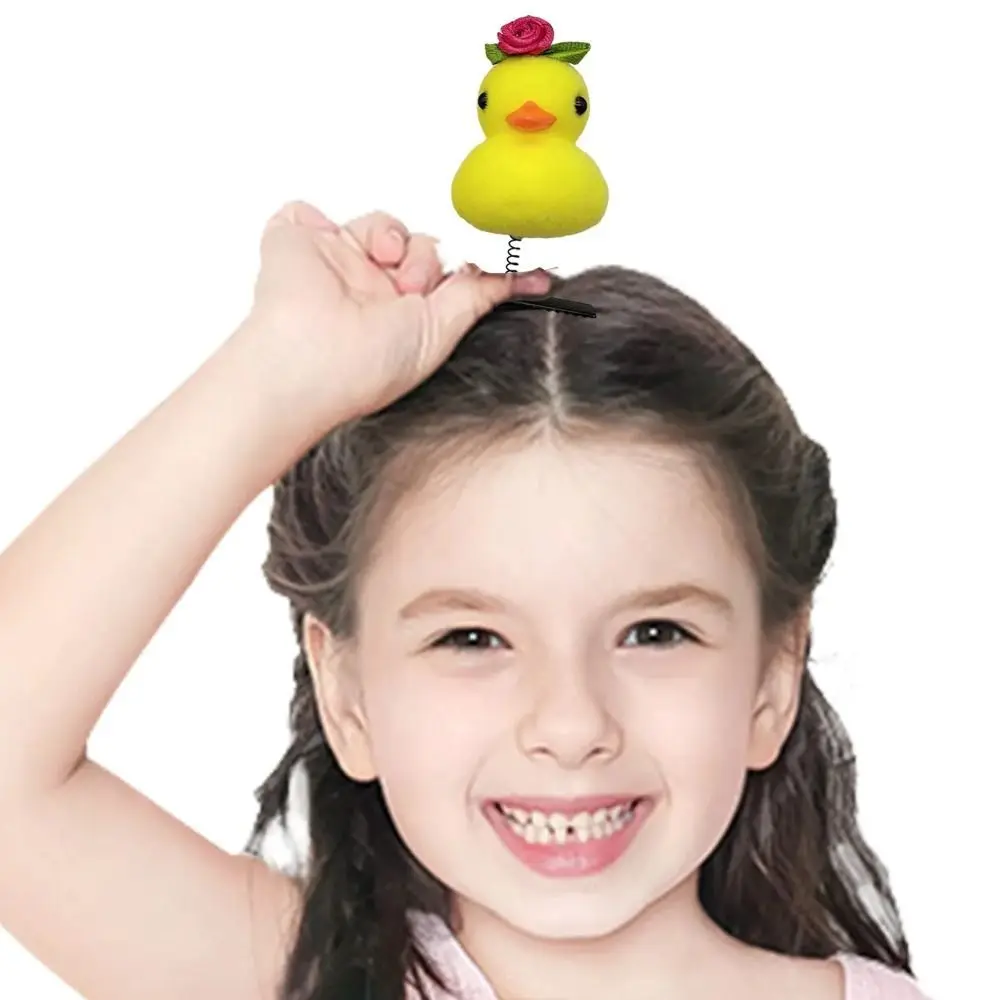 Pinzas para el cabello de pato y flores creativas, gorro con lazo, pasadores laterales de pollo, accesorios para el cabello, Clips de pico de pato de dibujos animados de corona para niños/niños