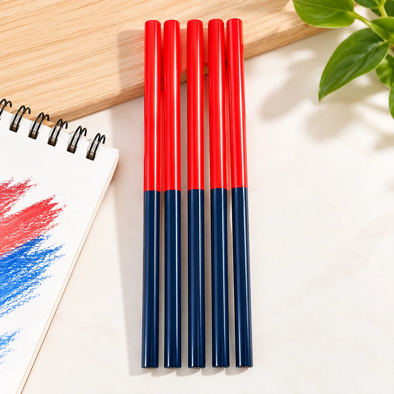 5/12/24 PCS Red & Blue Dual Color Pencils, Double-Ended Wooden Pencils for Drawing, Coloring, School and Office, Back to School