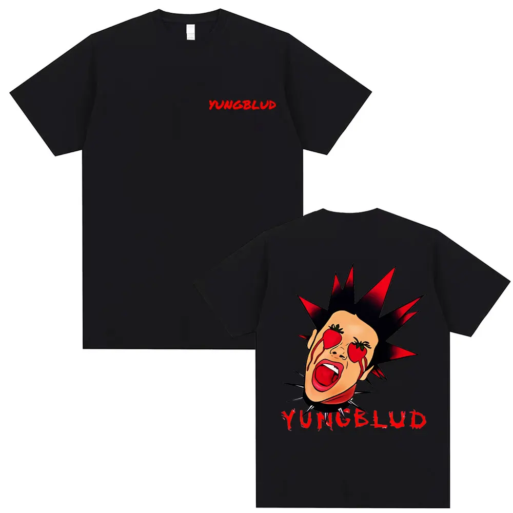 

Singer Yungblud Face Double Sided Graphic T Shirts Men Women Oversized Pure Cotton T-shirt Men's Gothic Rock Short Sleeve Tshirt