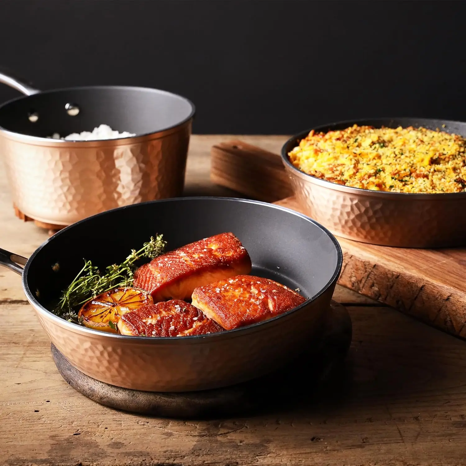 Роскошный антипригарный керамический набор посуды из розового золота, 16 предметов со стеклянными крышками, легкий, устойчивый к царапинам, можно мыть в посудомоечной машине, Ove