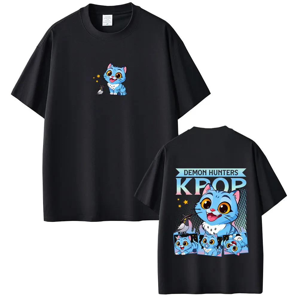 فيلم Kpop شيطان الصيادين ديربي النمر تي شيرت الرجال النساء عادية المتضخم Crewneck تي شيرت الرجال موضة الكرتون الاتجاه الشارع الشهير