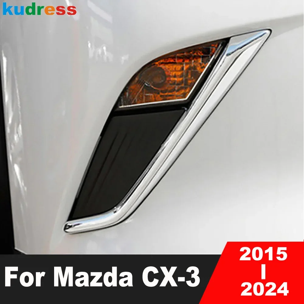 

Front Fog Light Lamp Cover Trim For Mazda CX-3 CX3 2015-2021 2022 2023 2024 Chrome Car Head Foglight Bezel Trims Accessories