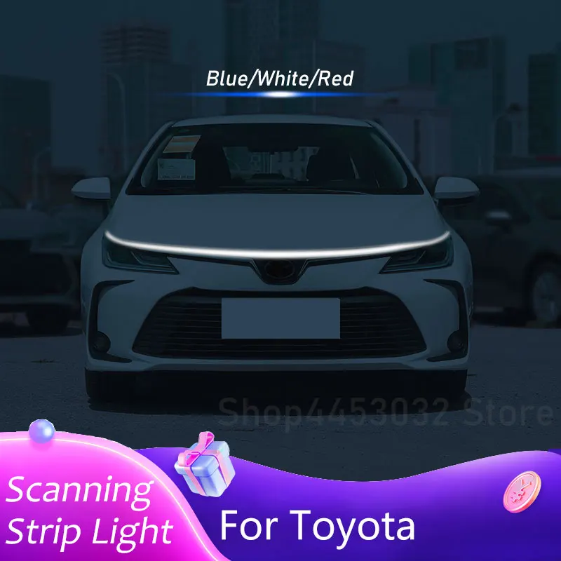 Car LED Hood Light Strip For Toyota Hilux Corolla chr 4runner Crown RAV4 Daytime Running Lights Start Scanning Lamp Accessories