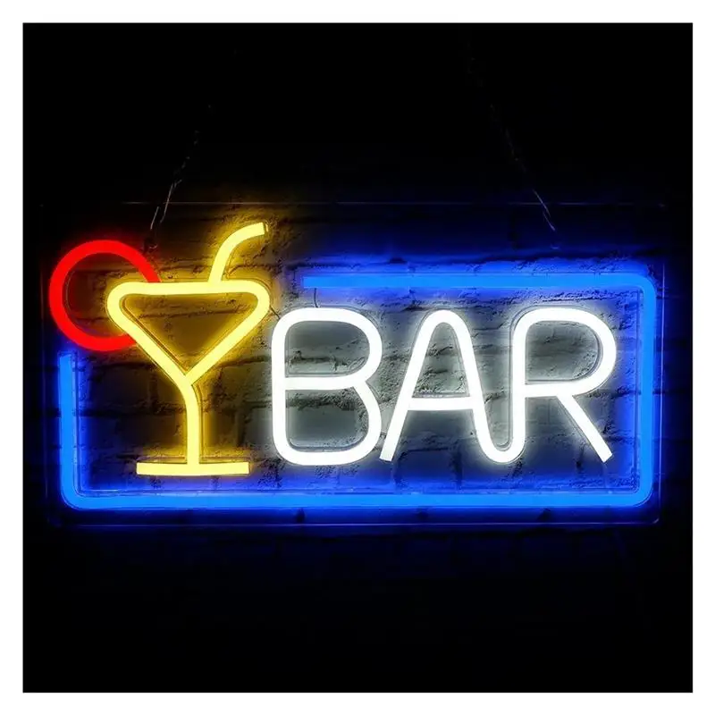 Neon Bar Signs For Home Bar Wall Decor USB Powered Dimmable Light For Pub Bistro Man Cave 19.6cmx37cm
