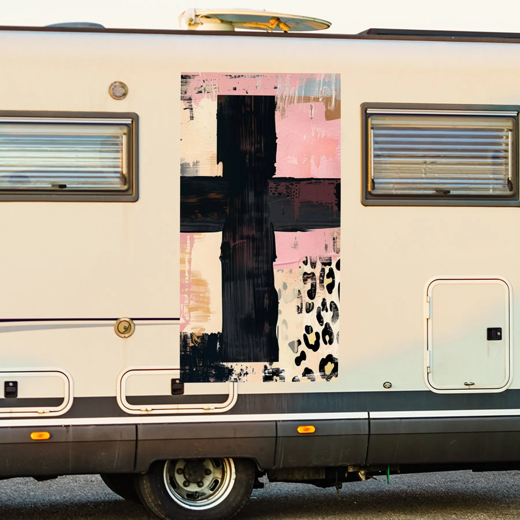 

Наклейка с крестом и леопардовым принтом, автомобильная наклейка, виниловая наклейка на сторону дома на моторику, водонепроницаемая самоклеящаяся виниловая наклейка на