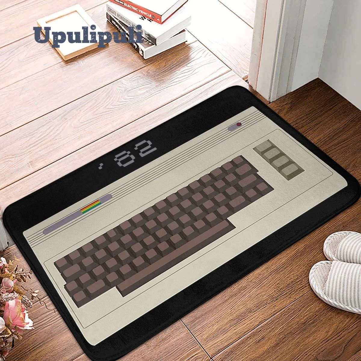 Retro Commodore 64 Doormat Flannel Rug Anti-Slip C64 Amiga Computer Absorbent Mat for Living Room Kitchen Indoor Outdoor Mats