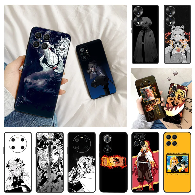 Ultra Thin Soft Phone Case For Honor X8 X7 X9 b X6 70 90 Magic5 Pro 8x Pixel 8 7 6 a Rengoku Kyoujurou Demon Slayer Matte Cover