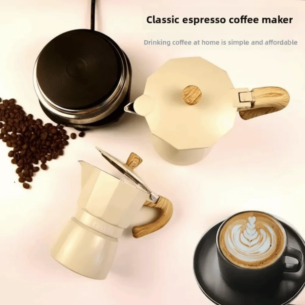 

Восьмиугольный алюминиевый горшок для мока с деревянной ручкой, прочный кофейник для заваривания, инструмент для заваривания 150 мл/300 мл, кастрюля для приготовления эспрессо, кухонный горшок