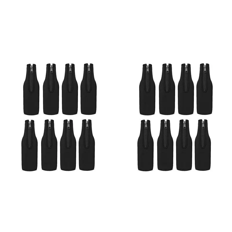 【happy】ビールボトルクーラースリーブ、ジップアップ式極厚ネオプレン断熱スリーブ-ビールを冷たく保ち、手を暖かく保ちます、12オンス16パック