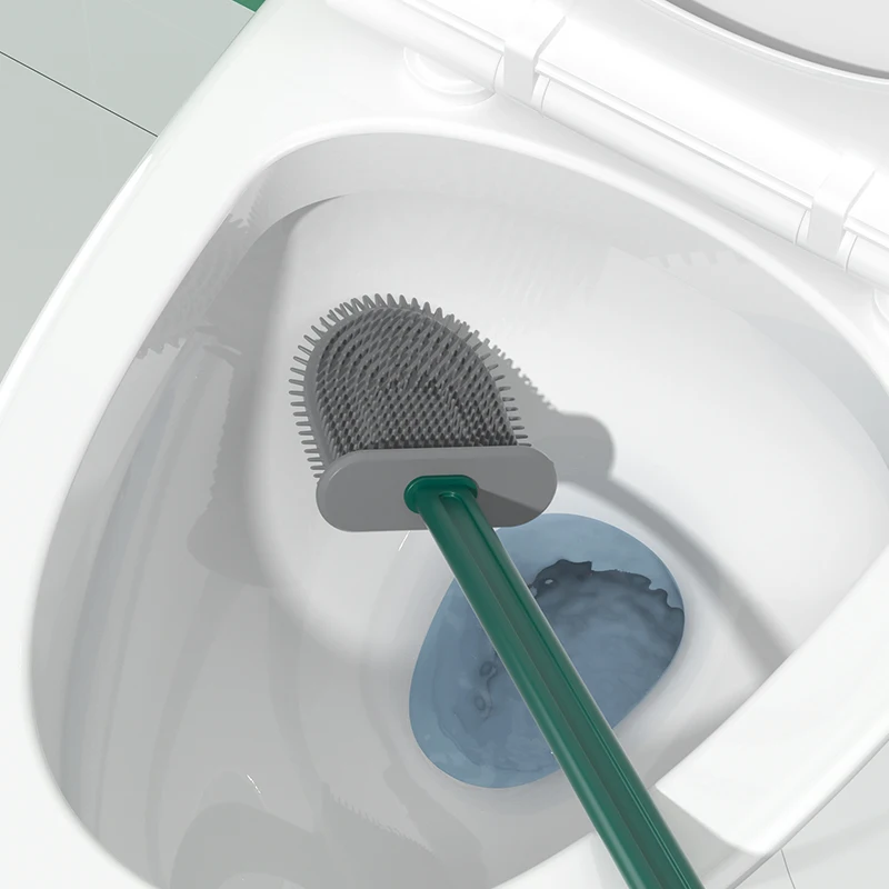 Household Toilet Brush, Bathroom Cleaning Tool, Wall Mounted Multifunctional Cleaning Set, White/Dark Green/Light Green