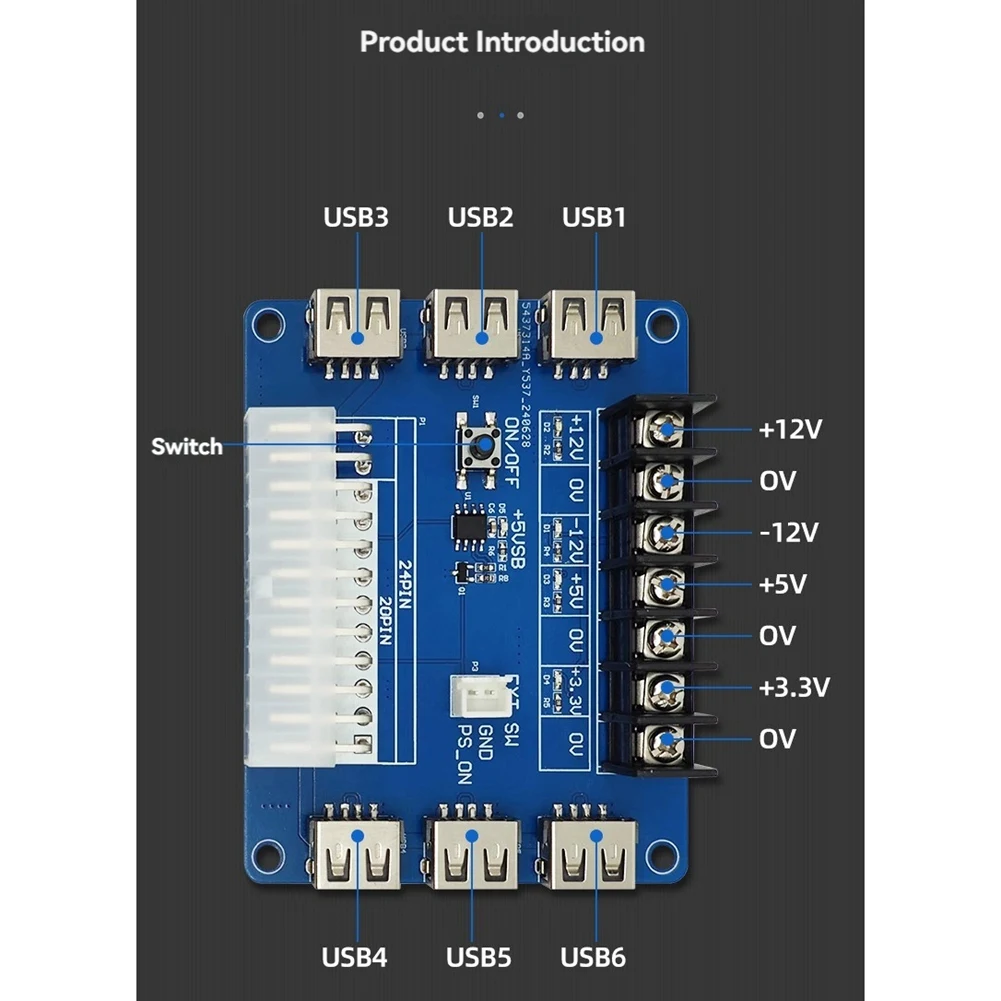 A01K-20 Pins 24 Pins ATX Power Adapter Board Power Pickup Board Power Module USB Charging Desktop Chassis Power Supply 5V