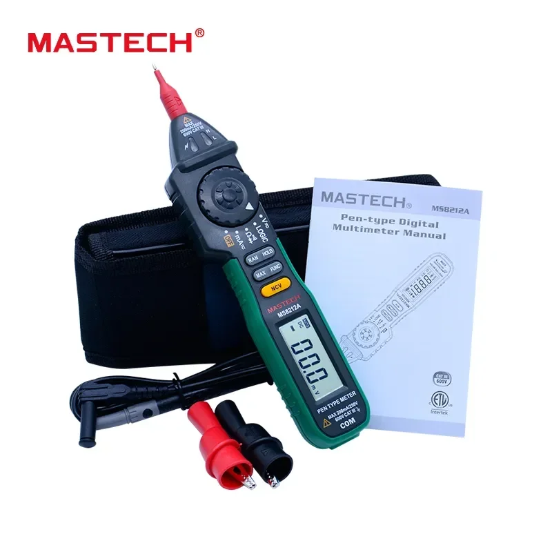 MASTECH MS8212A Digital Multimeter Pen type Voltmeter DC AC Voltage Current Tester Ammeter Diode Continuity Capacitance Meter