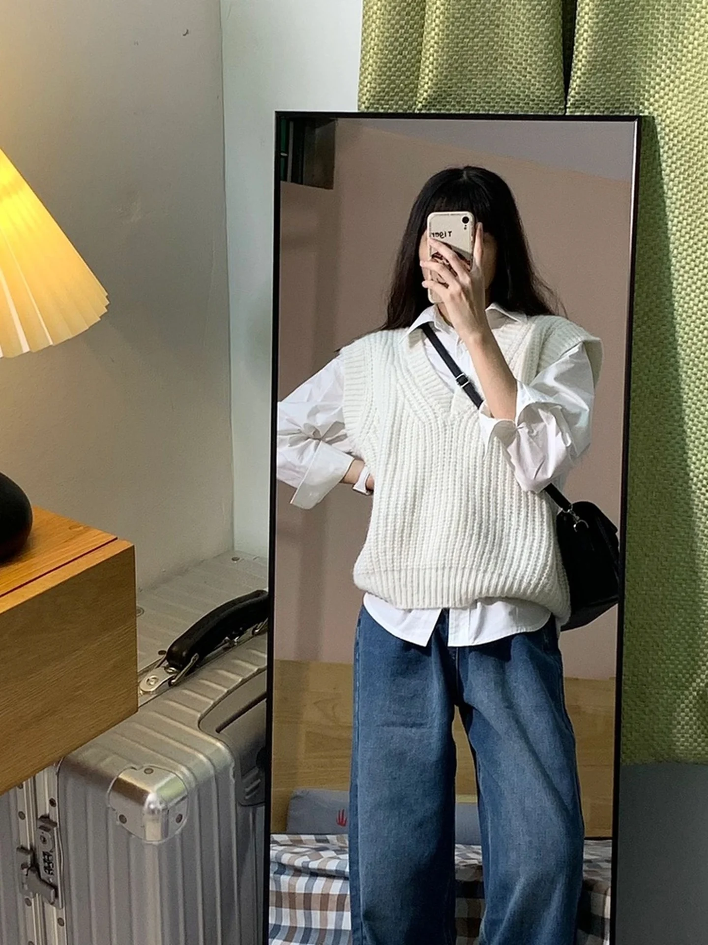 하이웨이스트 와이드 레그 스트레이트 컷 진 여성용 레트로 웨이드 데님 팬츠 가을 겨울 루즈핏 슬리밍 플로어 길이 바지