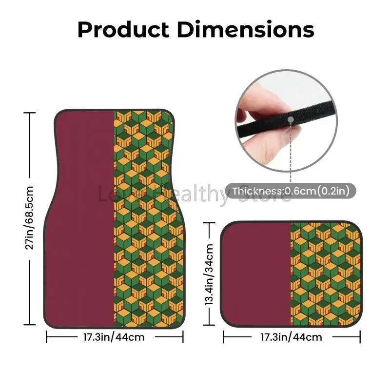 أنيمي شيطان القاتل Tomioka Giyu الحصير سيارة مجموعة من 4 قطعة السجاد السجاد العالمي عدم الانزلاق القدم الحصير السيارات الداخلية حامي