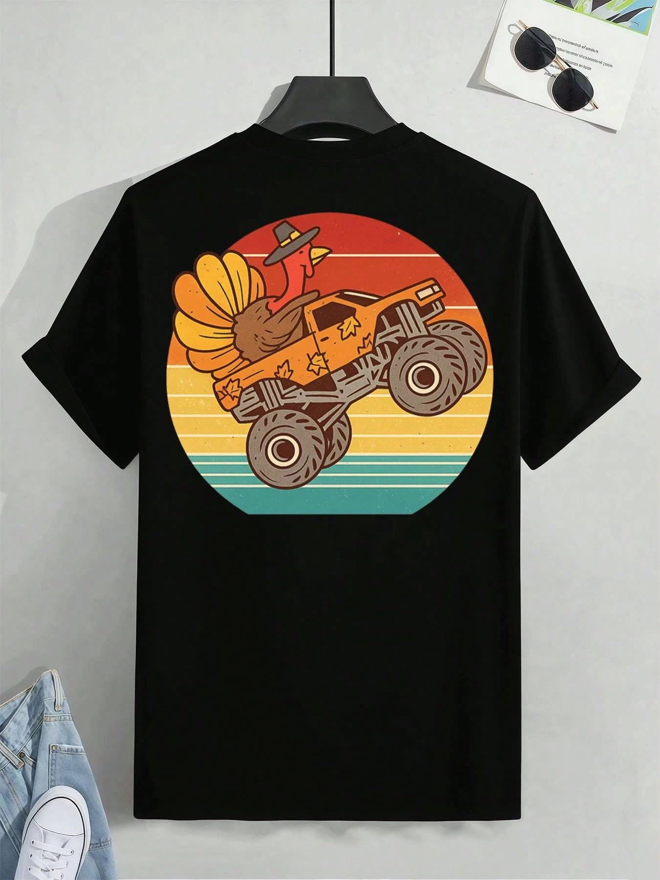 Herrenmode Schachbrett Rakete Gittermuster Bedrucktes T-ShirtHerren Baumwolle Rundhals T-Shirt SommerLässiges Sportshirt