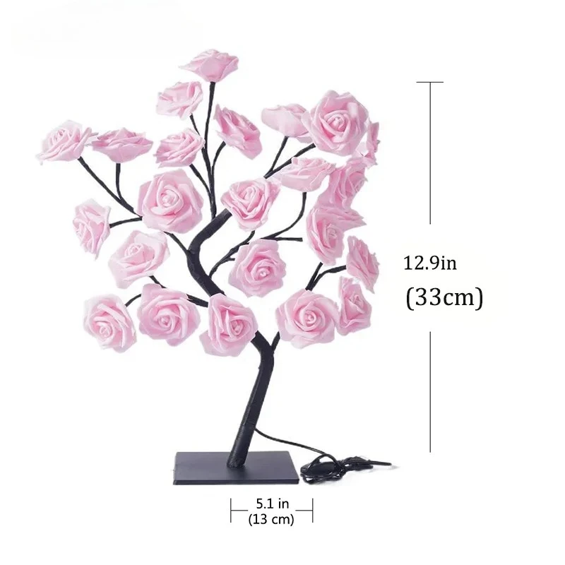 LED Table Lamp Rose Flower Tree USB Night Lights Home Decoration LED Table Lights Parties Xmas Wedding Bedroom Decor