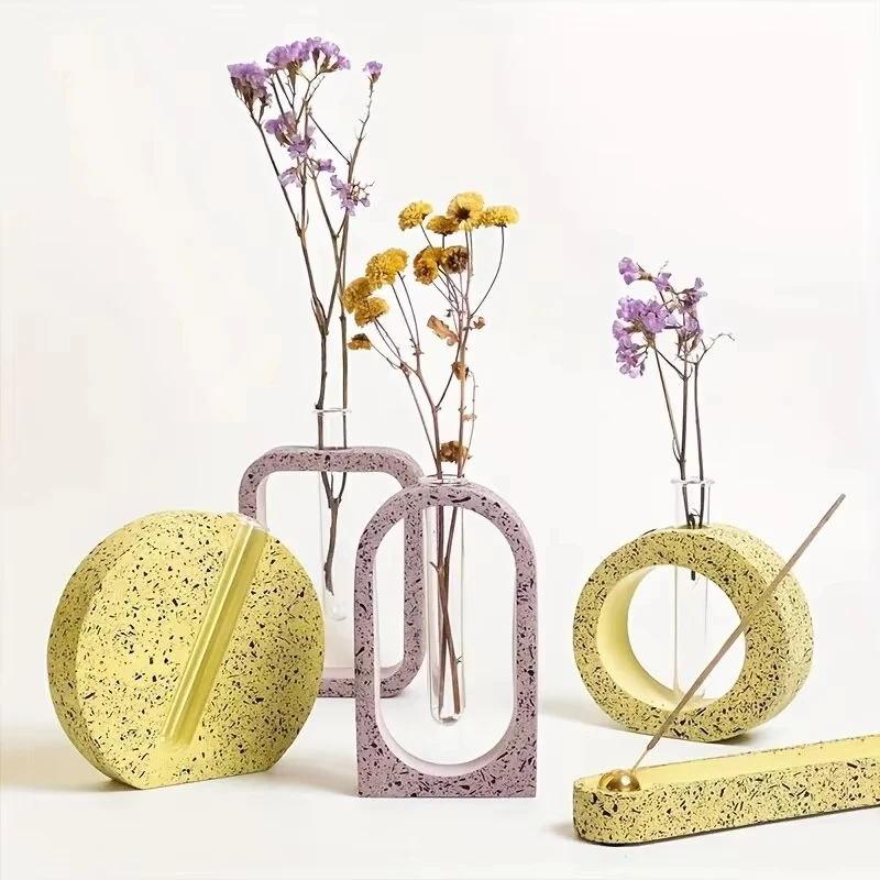 لتقوم بها بنفسك أصيص زهور مقوس قالب من السيليكون مستطيلة مستديرة الحرفية هدية الزراعة المائية زهرية صنع الجص الراتنج قوالب الصب ديكور المنزل #2