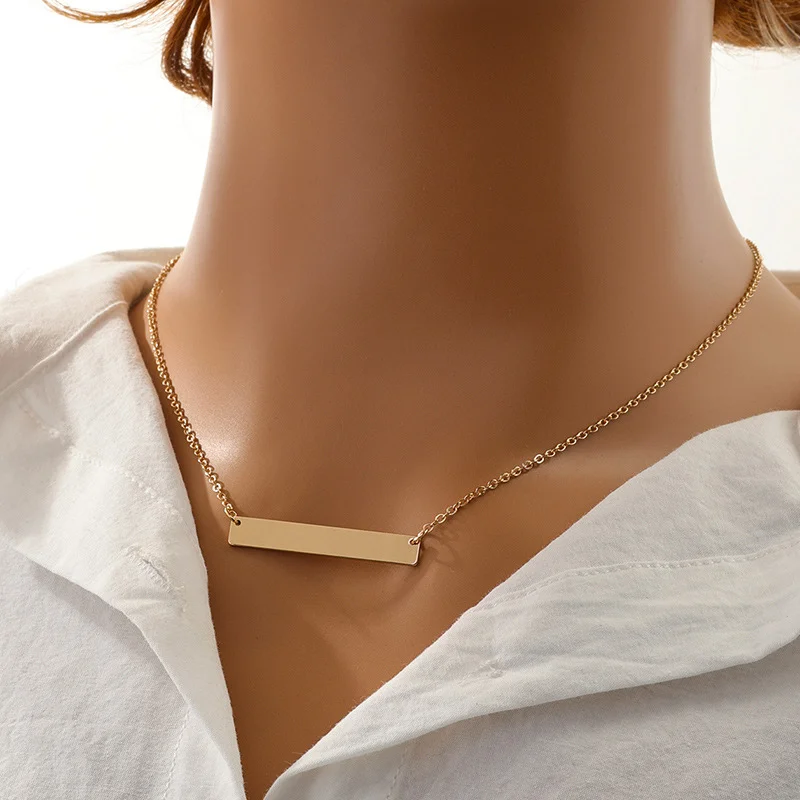 35/40mm Bar Engraved Pendant Necklace for DIY Customized Name Necklaces For Women Men Personalized Jewelry Gifts