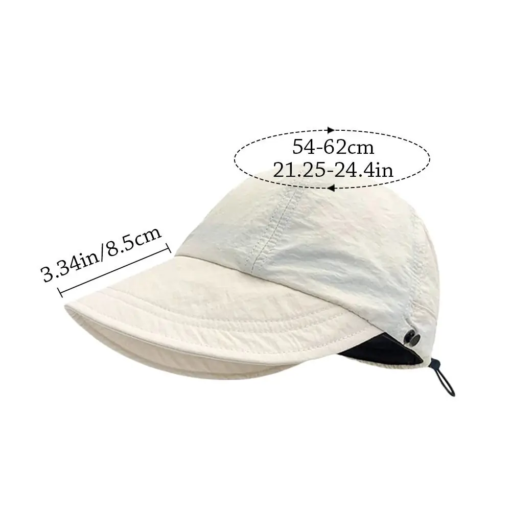 Foldable Wide Brim Ponytail Sun Hat Drawstring Adjustable Cap Summer Quick-dry Visor Fisherman Cap For Women Beach Hat