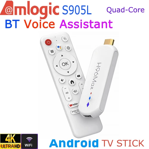 Imagen 1 del producto Android TV Stick Amlogic S905L Quad Core 4K Video WiFi BT Asistente de Voz Control Remoto Reproductor Multimedia Smart TV Box H96 Max M20