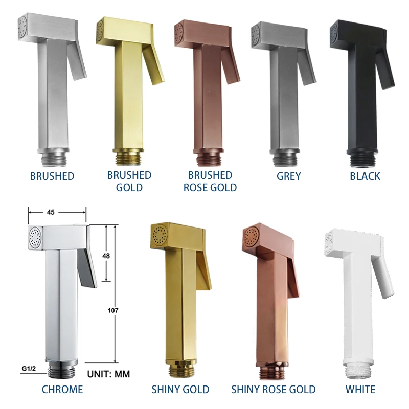 Handheld Toilet Faucet Sprayer Brushed Rose Golden Brass Sprayer Hand Bidet Sprinkler Bathroom Self Cleaning Hand Shower Head