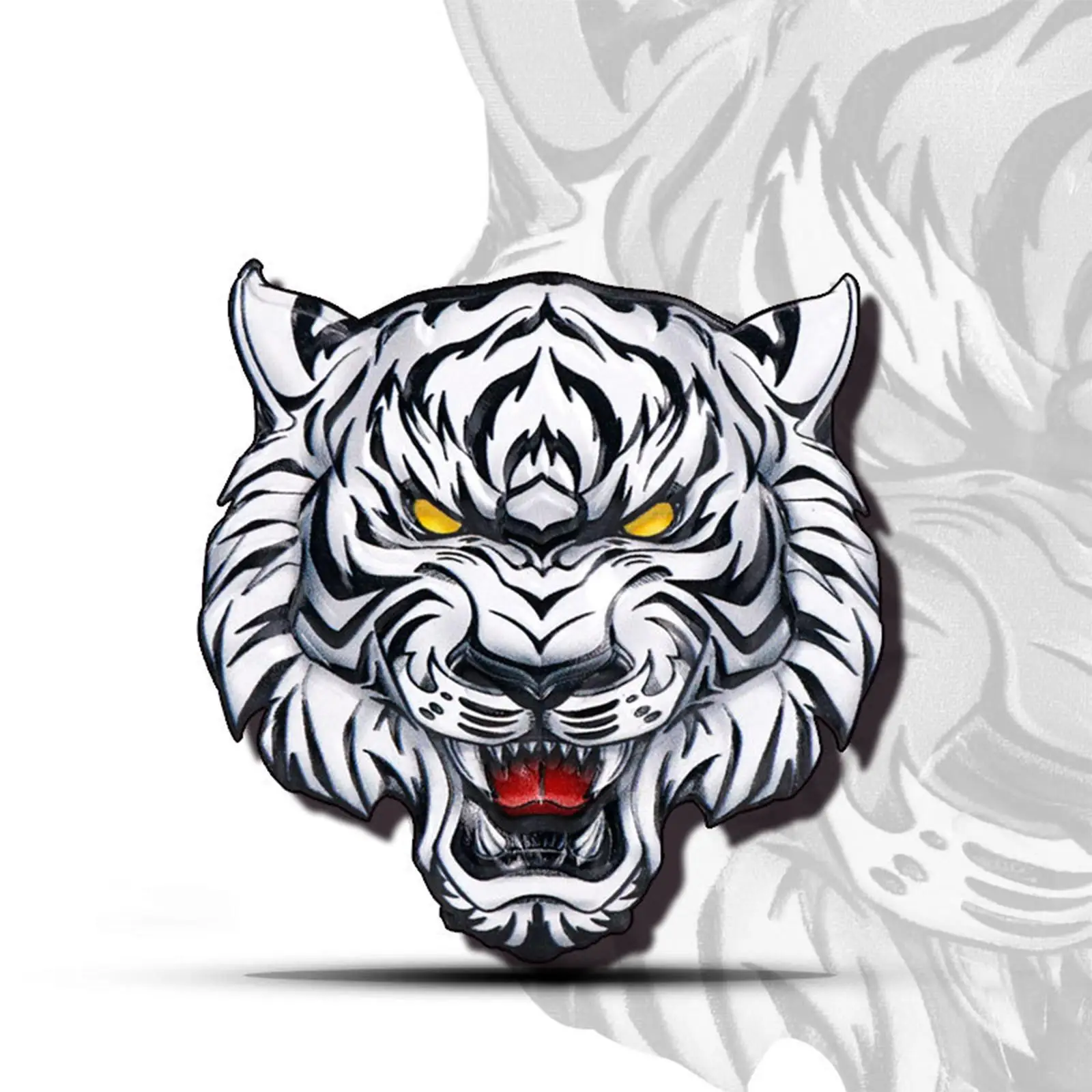 Tiger Metal Sticker for Car, Aluminum Tiger Face Shape 3 Decal for Laptop Motocycle Window Decoration Refrigerator Door Car