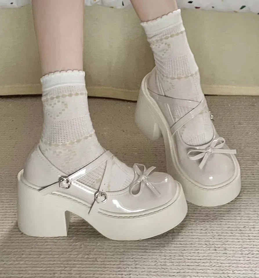 

Lolita Shoes Women Japanese Style Mary Jane Shoes Women Vintage Shallow High Heels Chunky Platform Shoes Cosplay Female Sandals