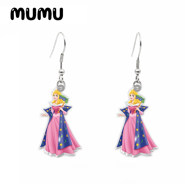 2024 New Princess Aurora Dangle Earring Sleeping Beauty Acrylic Earrings Handmade Jewelry Epoxy Resin Fish Hook Earring