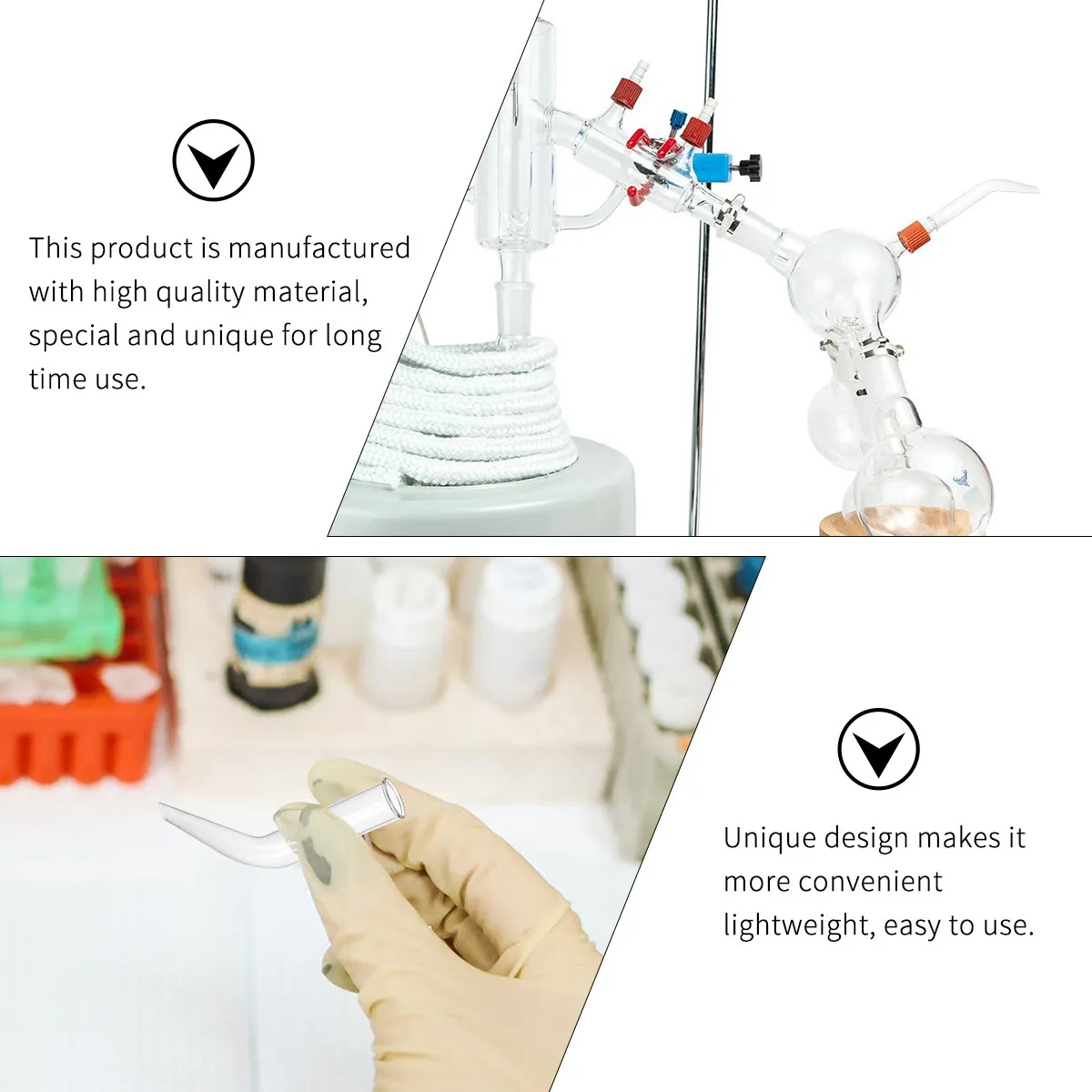 5Pcs Glass Distillation Tube Transparent Ox Horn Tube Laboratory Teaching Equipment Portable Lightweight Strong Light view 3