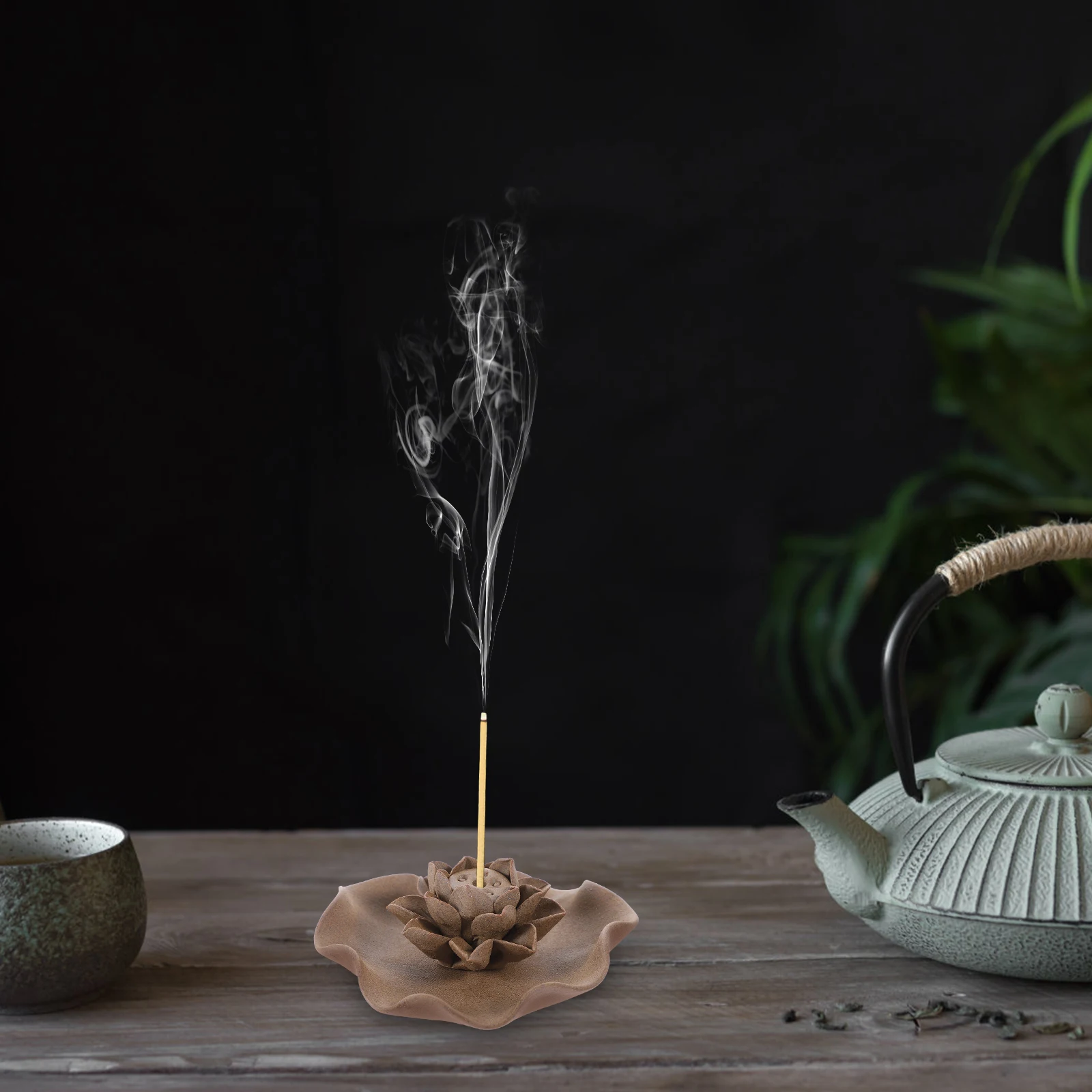 

1Set Ceramic Incense Burner Zen Style Incense Tray Lotus Pattern Household Aromatherapy Plate Bedroom Living Room Decoration