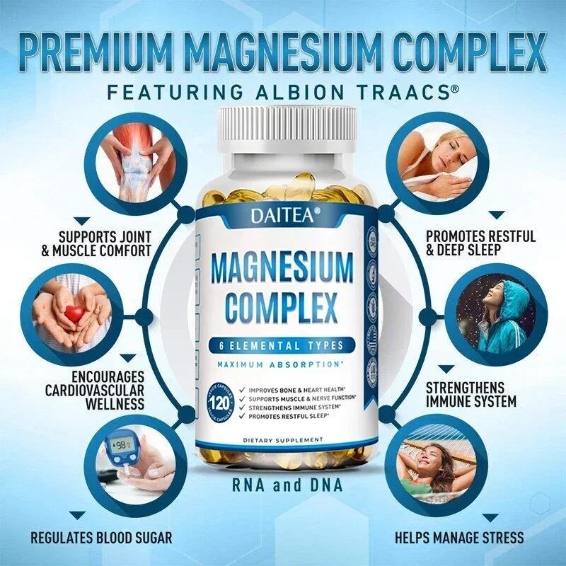 Magnesium Complex 500 Mg - Essential Mineral Blend for Cardiovascular and Whole Body Health, Gluten Free, Non-GMO, Vegetarian