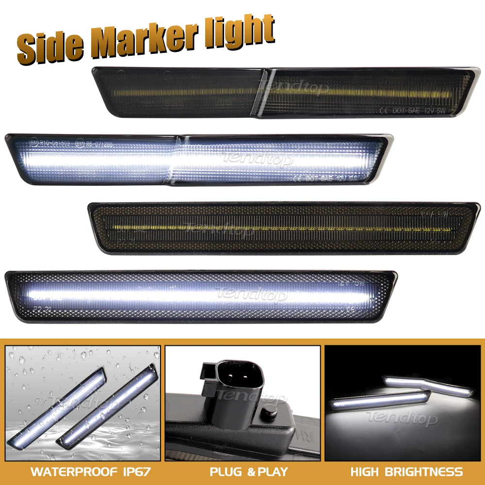 LED White Side Marker Lights For 2015-2022 Dodge Challenger SRT Hellcat Widebody Front Rear Side Marker Lamp