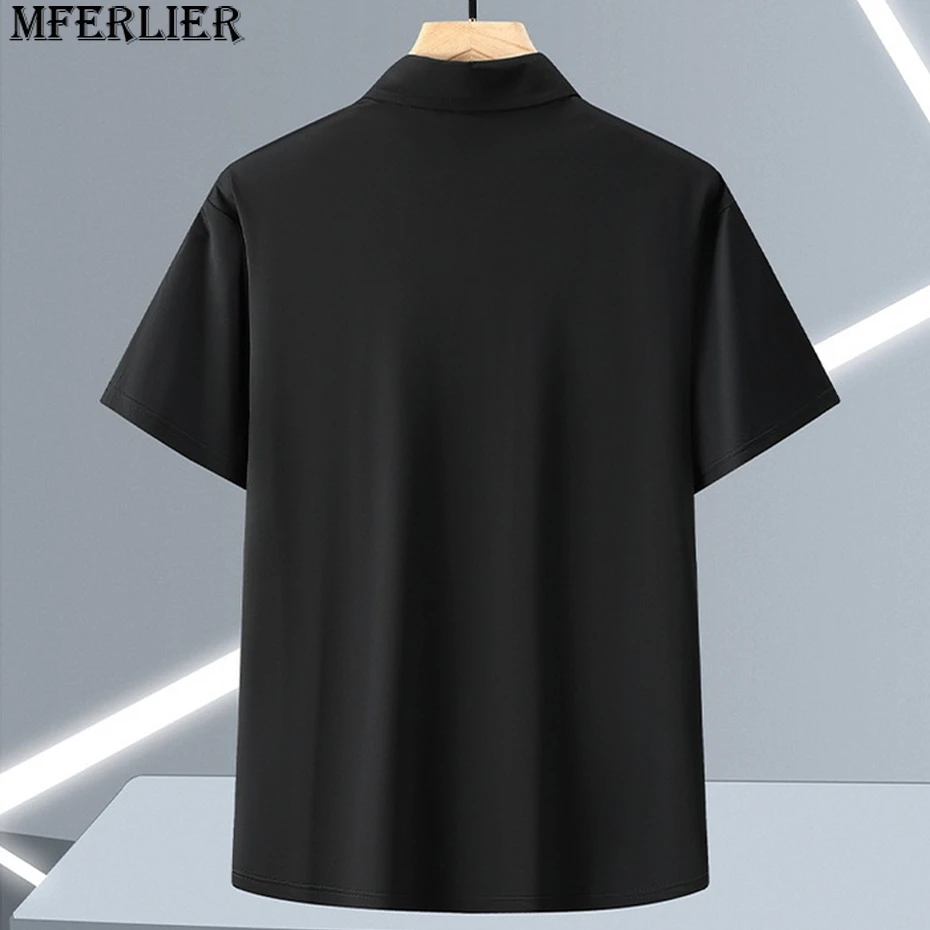 Chemises élastiques pour hommes, chemises cool d'été, chemises noires pour hommes, mode décontractée, document solide, grande taille, 10XL, 11XL, 10XL, 11XL