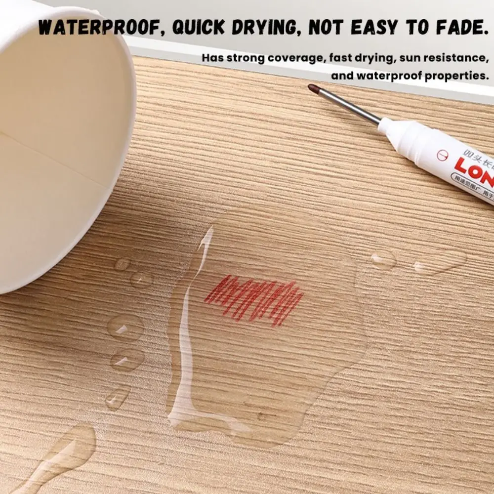 1/12PCS 4 Colors Construction Marker Pen Double Nib 25mm Deep Hole Long Head Marker Pen Long Head Carpenter Perforating Pen