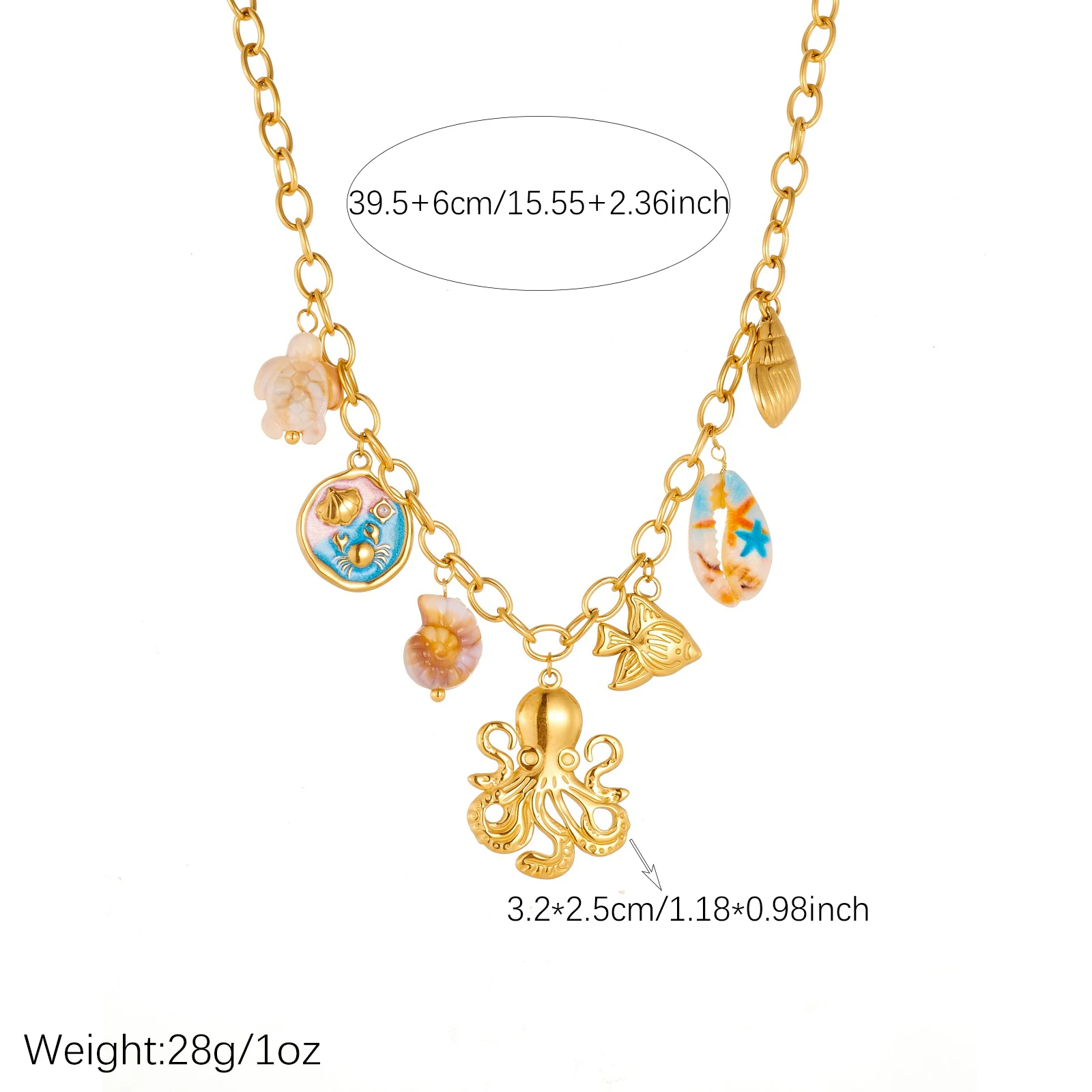 XIYANIKE 316L Stainless Steel Marine Animal Series Necklace Trendy Sweet Jewelry Delicate Gift for Women Girl Party Occasions