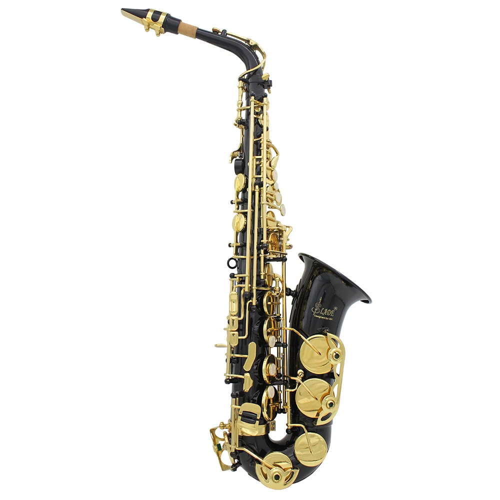 SLADE Eb Alto Saxophone – Professional Brass Body with Gold/Silver Keys Alto Sax Hand-Carved Patterns & White Shell Buttons