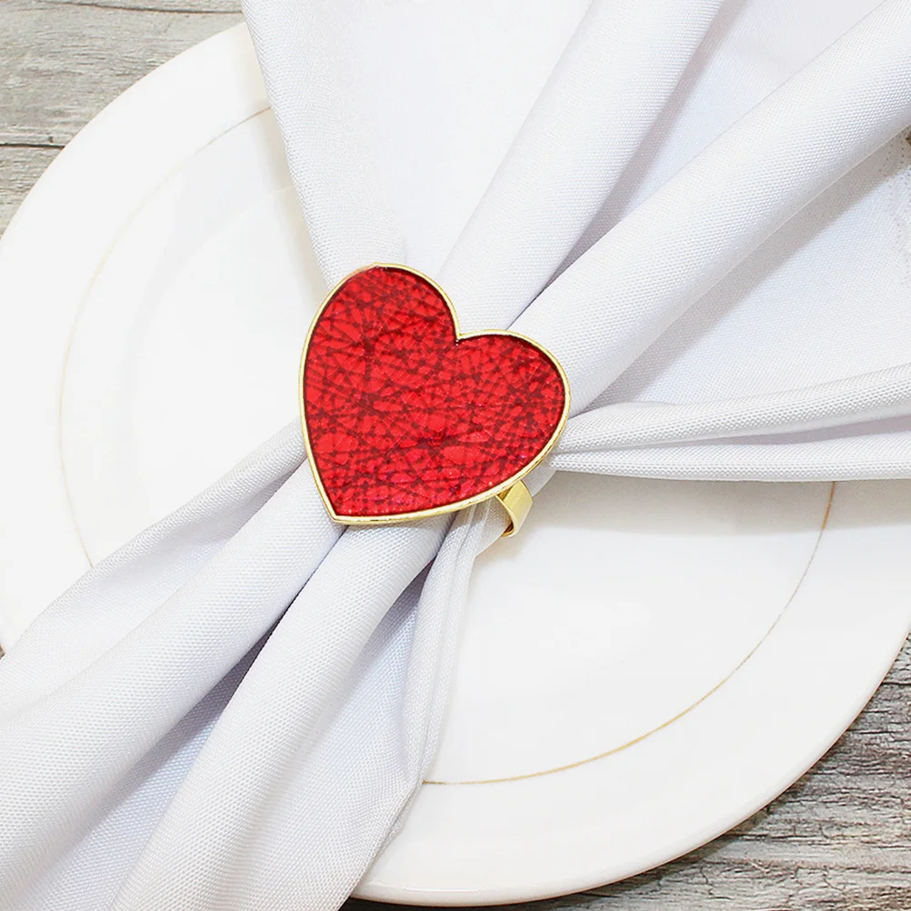 

6pcs Red Heart Napkin Rings For Cloth Napkins Table Decor Wedding Party Supplies Holiday Dinner Table Accessories Napkin Holders