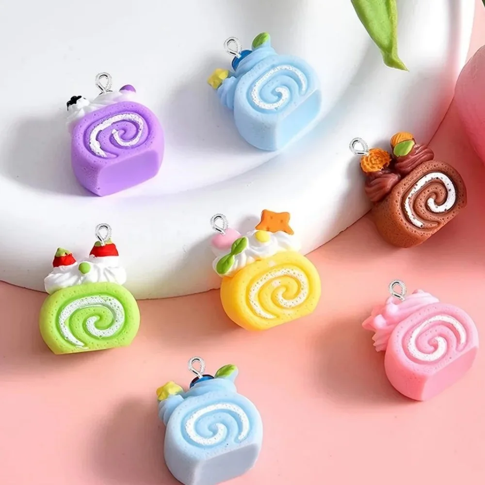 10PCS 21x19mm Roll Cake Series Flat Back Charms For Earrings Bracelet Hairpin DIY Jewelry Pendants Decoration Accessories ﻿