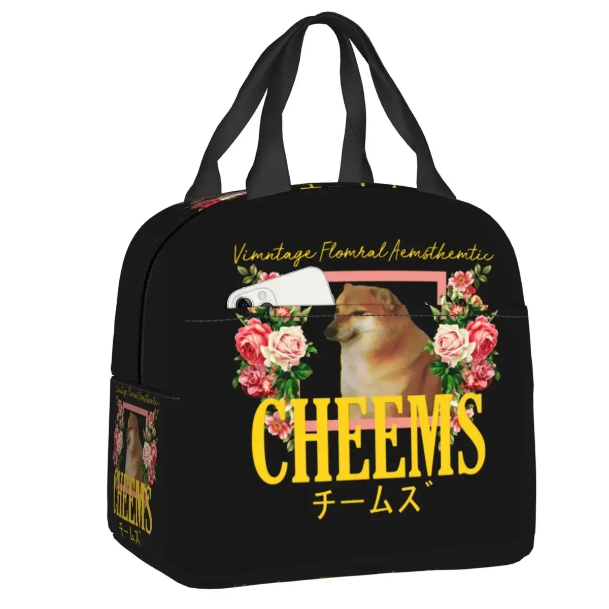 

Cheems Vintage Floral Aesthetic Lunch Box Waterproof Warm Cooler Thermal Food Insulated Lunch Bag for Women Picnic Tote Bags