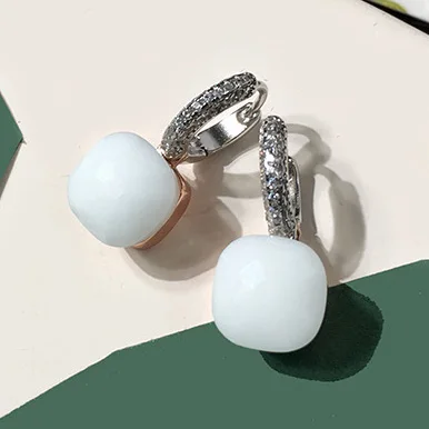 100% 925 Sterling Zilver Snoep Stijl 21 Kleuren Roze Wit Blauw Groen Zwart Geel Crystal Drop Earring Voor Vrouwen Fijne Sieraden