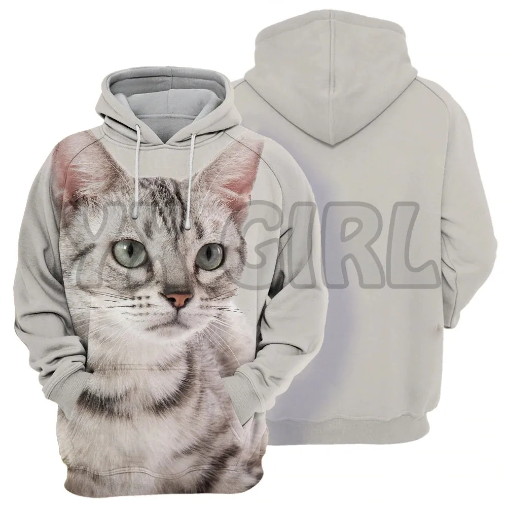 แมว Bengal 3D พิมพ์ Hoodies Unisex Pullovers ตลกสุนัข Hoodie สบายๆ Tracksuit