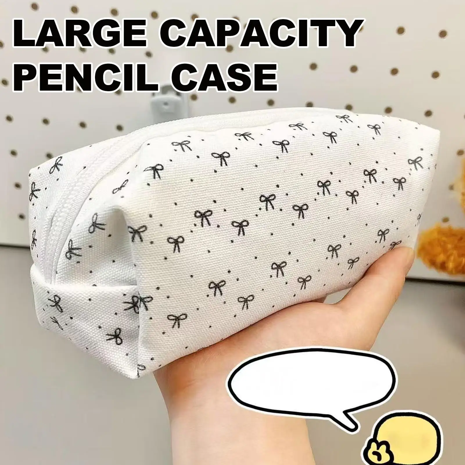 Bolsa para bolígrafos de gran capacidad, estuche para lápices con patrón de lazo, organizador de papelería portátil para adolescentes, universitarios, niños, manualidades escolares, viajes