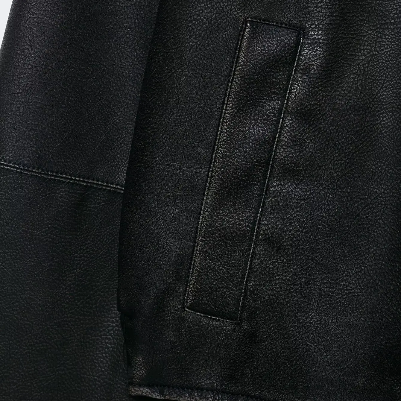 معطف Jaet نسائي من Faionable Street Sle ملابس خارجية من الجلد محاكاة كل مباراة تصميم بسيط طويل Sve معطف إغلاق بسحاب