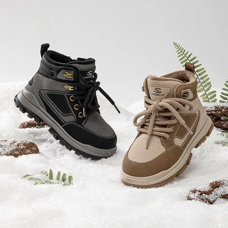 Fashion Outdoor Non-slip Plush Sneaker Winter Children Shoes Short Boy Boots Kids Boy Snow Boots Sports Hiking Cotton Shoes