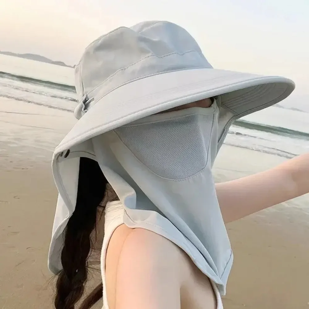 Breathable And UV Resistant Sun Hat With Face Mask And Neck Protector Suitable For Outdoor Fishing And Hiking Wide Brimmed Hat
